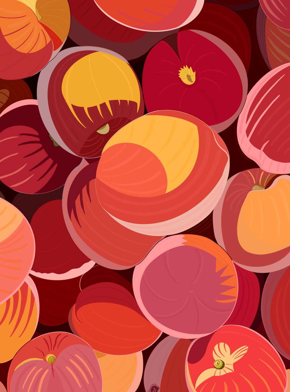 Pile of Peaches, ca 2020-24 (digital konst) av Evan Sklar