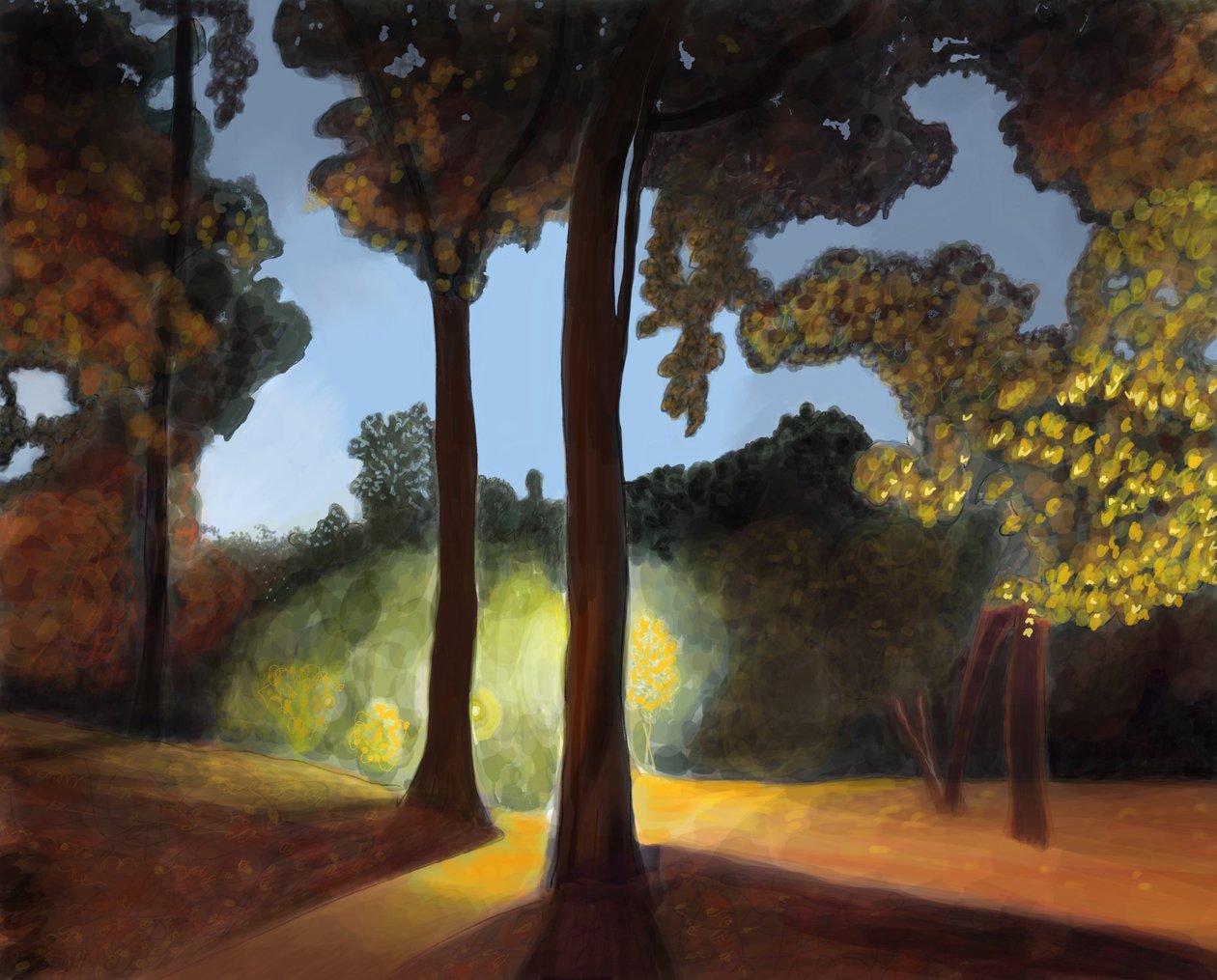 Prospect Park, första ljuset (digital konst) av Evan Sklar