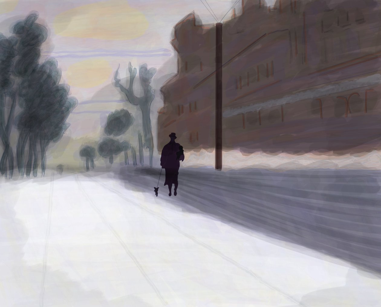 Prospect Park, västerut efter snöfall (digital konst) av Evan Sklar