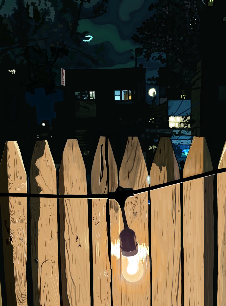 Rood Deck på natten (digital konst) av Evan Sklar