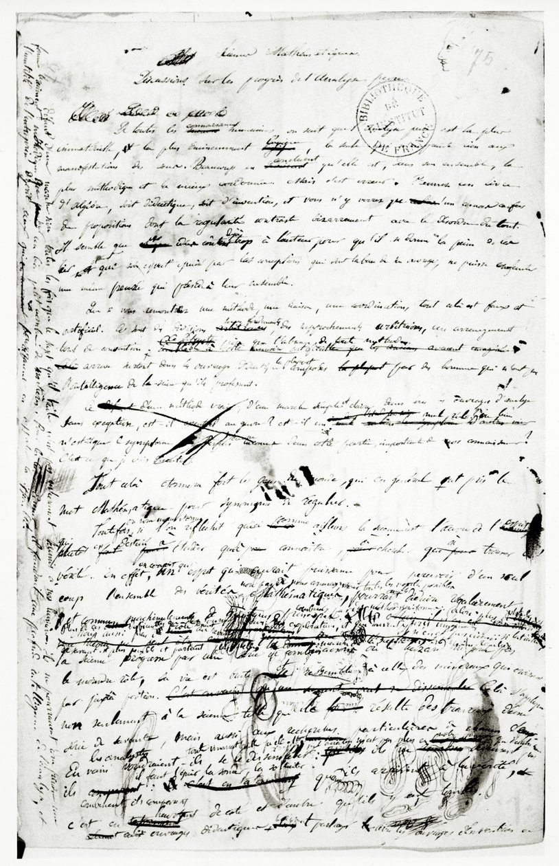 Manuskript om framstegen i ren analys, ca 1830 (penna och bläck på papper) av Evariste Galois
