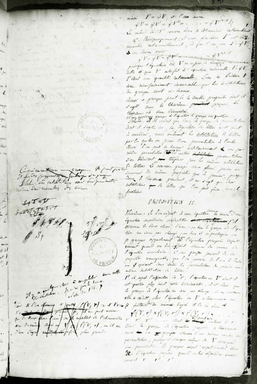 Ms 2108 f.4 Skrifter om villkoren för att lösa en ekvation med radikaler, 1832 (se även 237127) av Evariste Galois