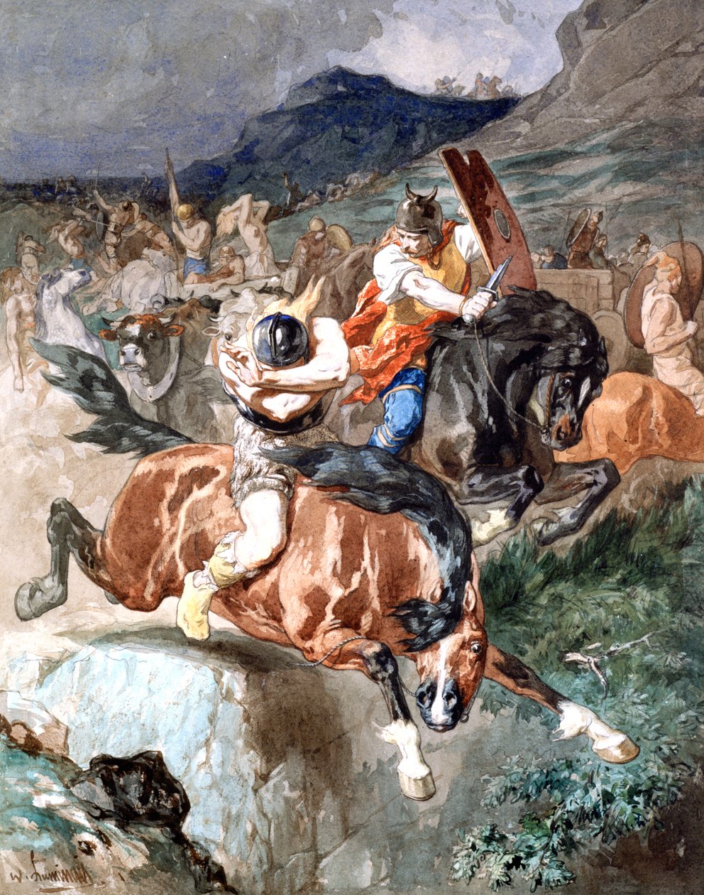 Fight of the Riders, c1842-1896 av Evariste Vital Luminais