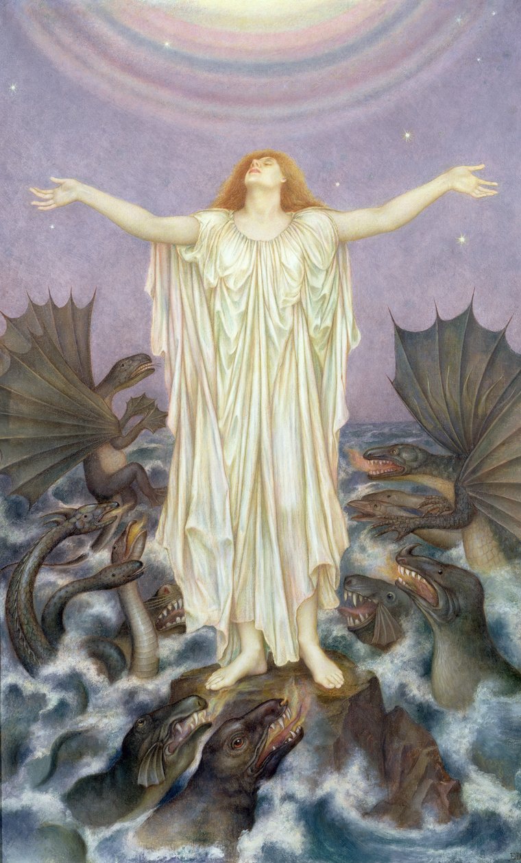 S.O.S. (olja på duk) av Evelyn De Morgan