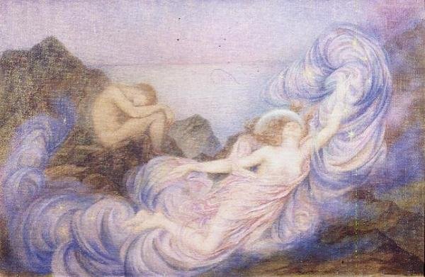 Twilight (olja på duk) av Evelyn De Morgan