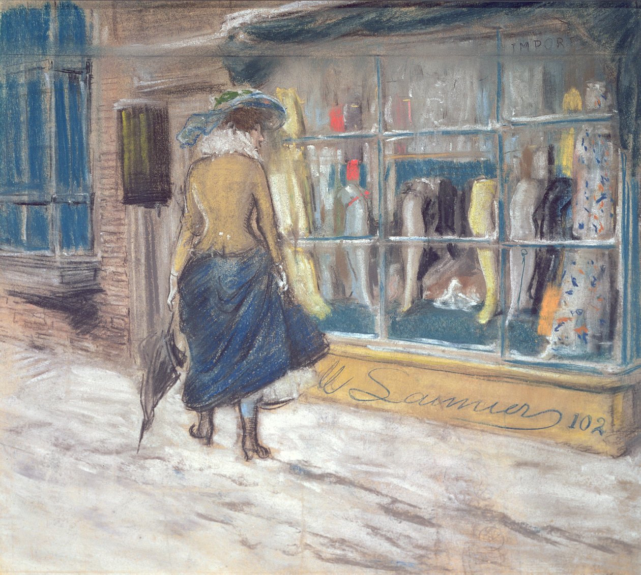 Window Shopping (pastell på papper) av Everett Shinn