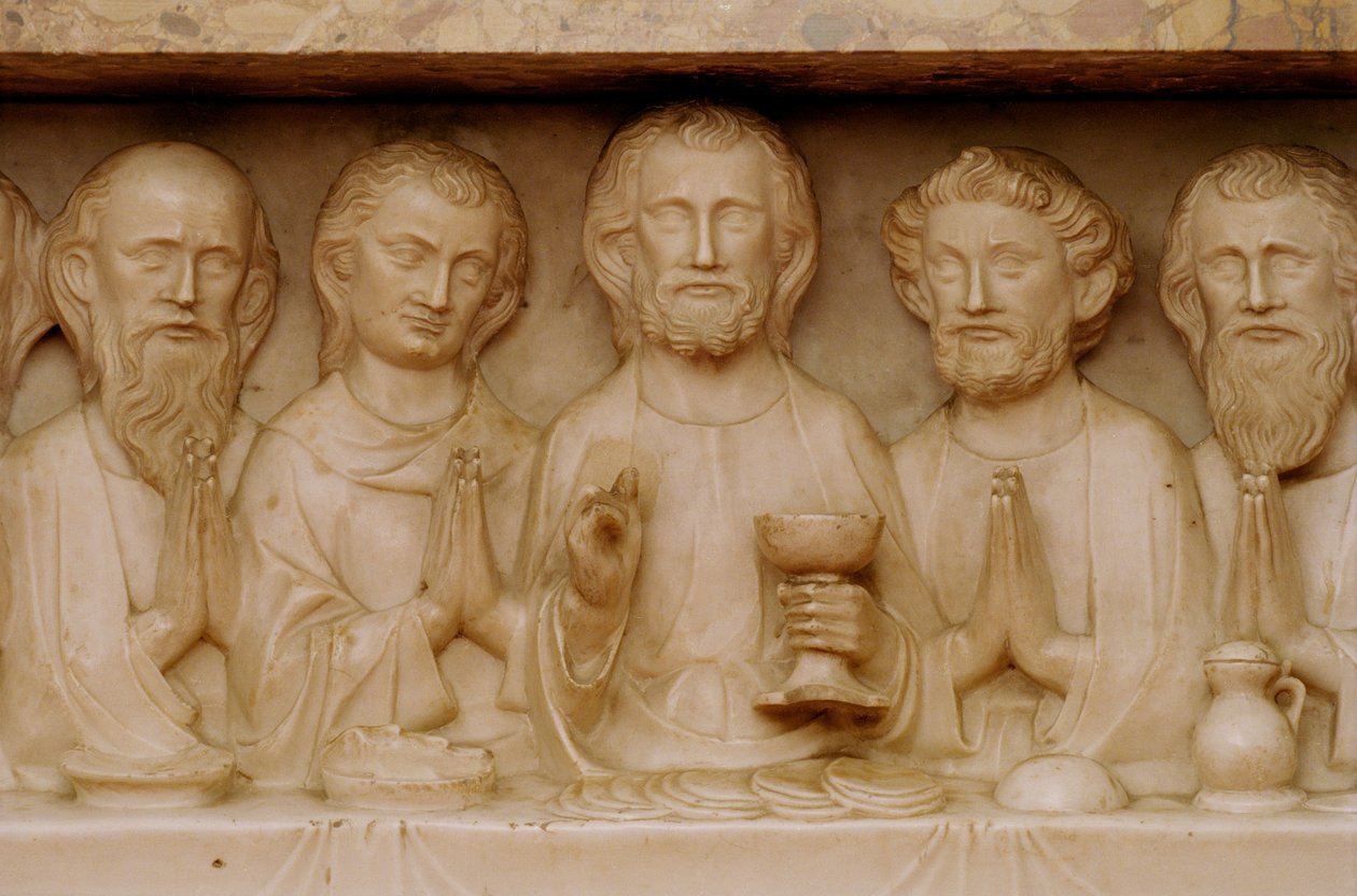 Nattvarden, detalj c.1340 (se även 252648) (marmor) av Evrard d
