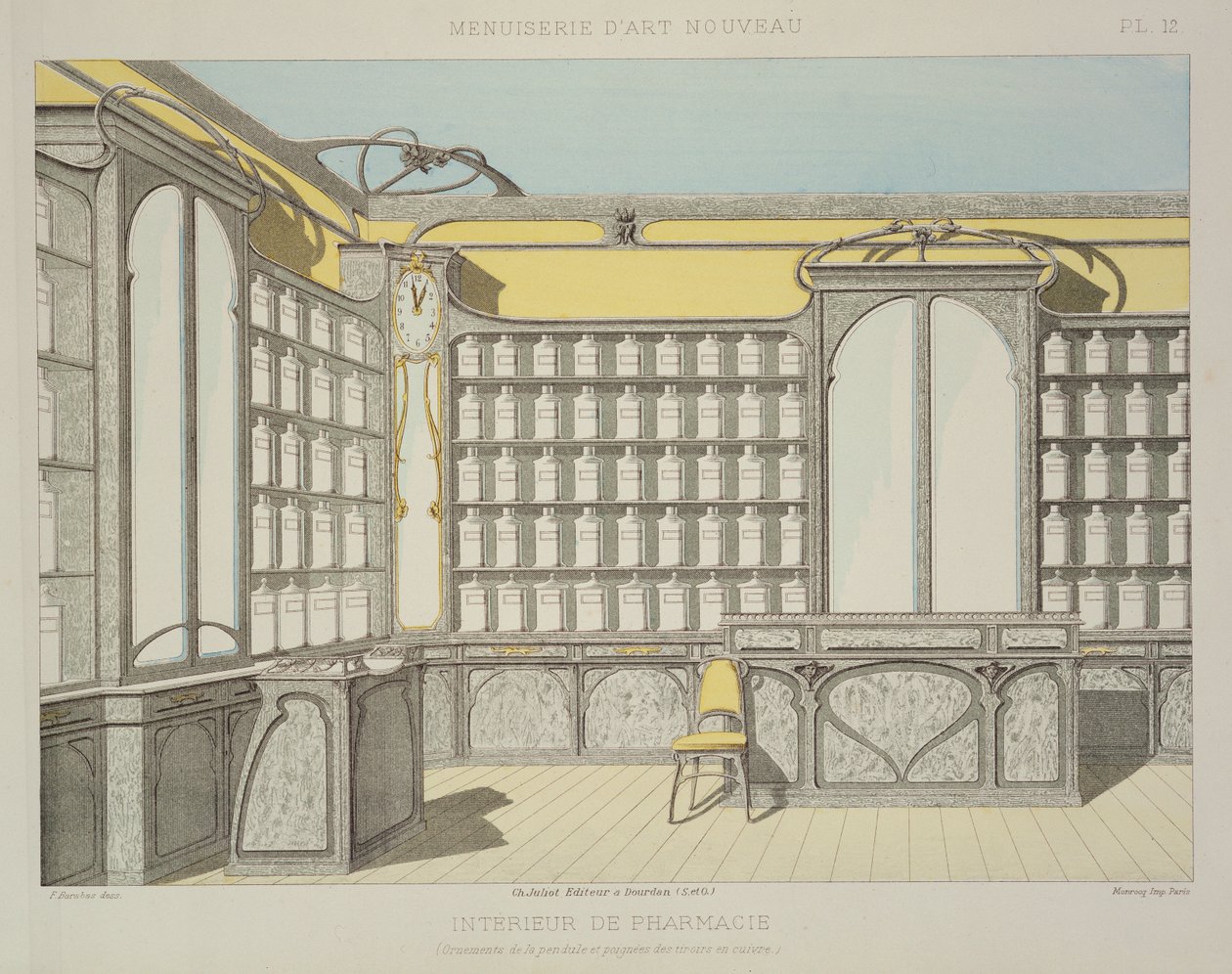 Apoteksinteriör, illustration från 