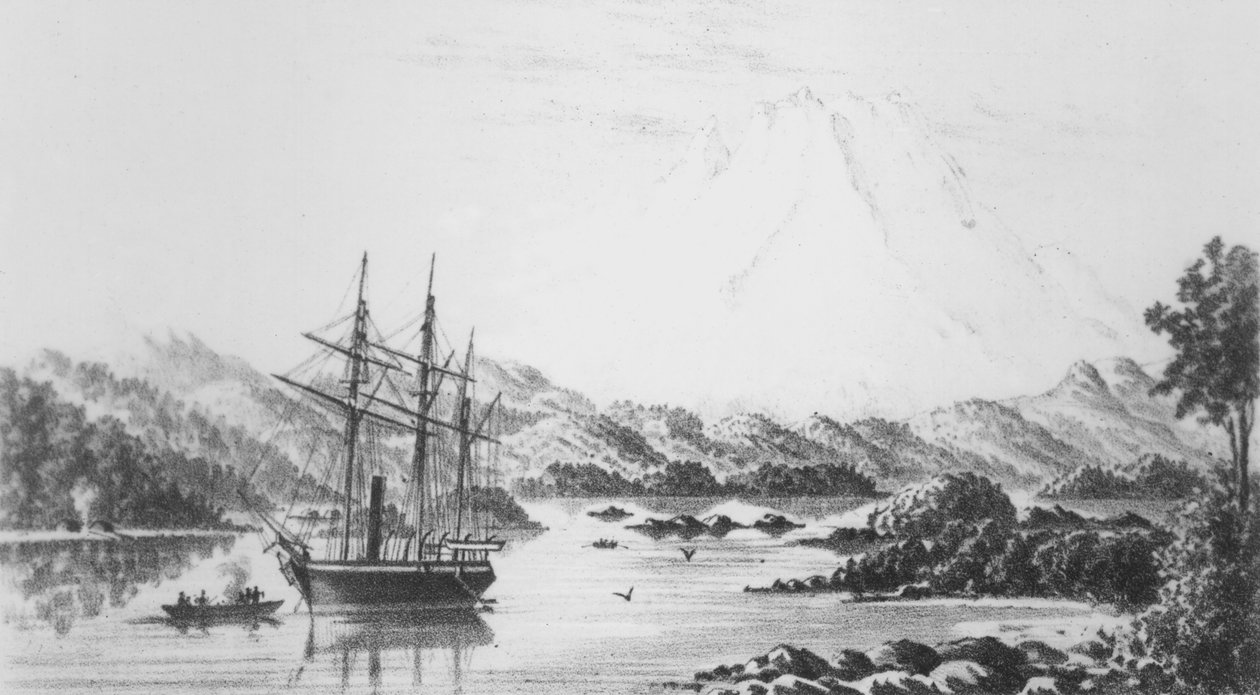 Mount Burney från Otter Islands av F.C.P. Vereker