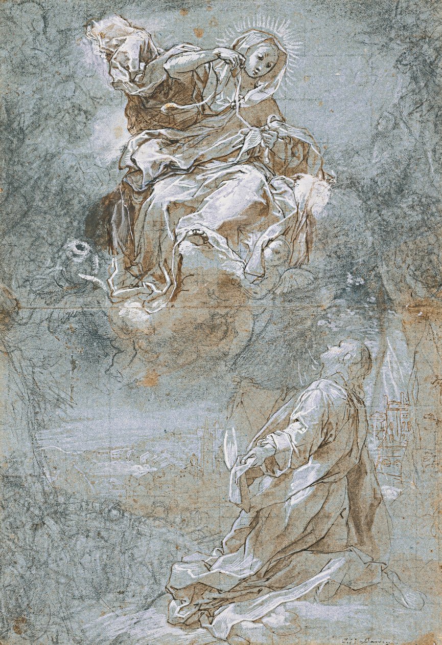 Miracle of the Sacred Belt (recto), c. 1600-1610 av Federico Barocci
