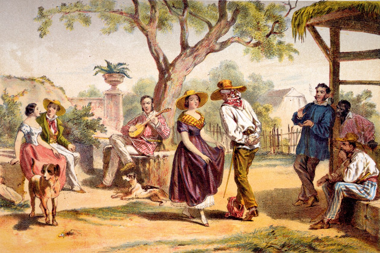 The Zapateado - National Dance, 1840 swed av Federico Mialhe