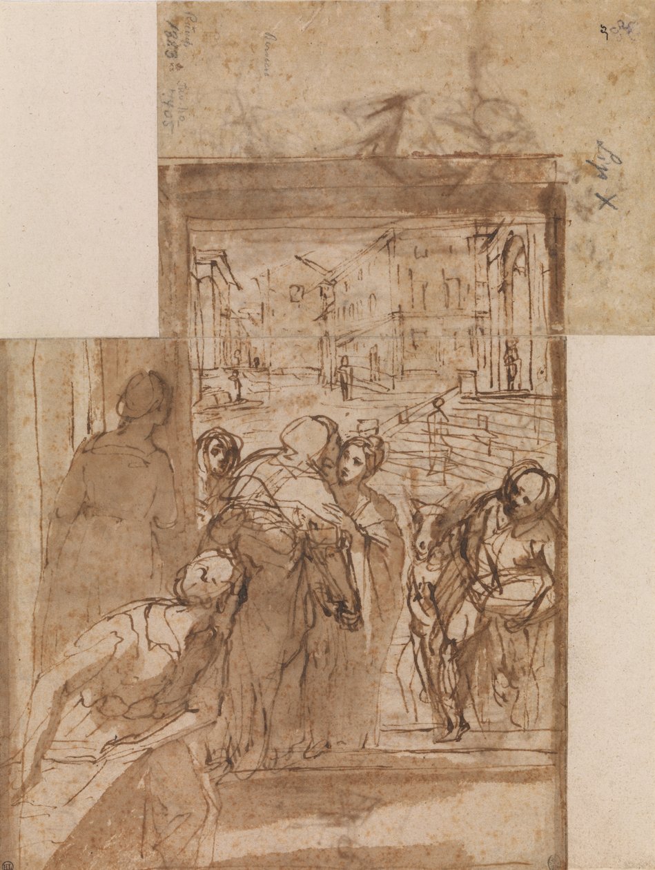 Kompositionsstudie för Visitationen av Federico Barocci