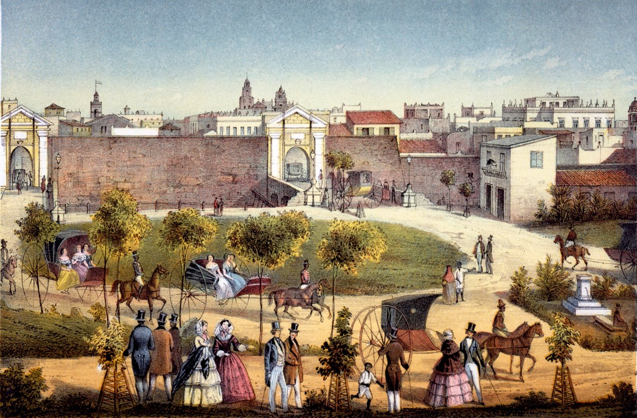 Portarna till Monseratte, Havanna, Kuba, 1840 av Federico Mialhe