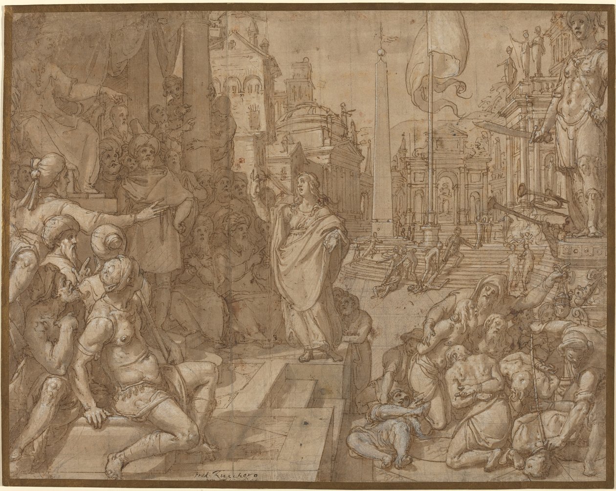 Disputation av Saint Catherine of Alexandria av Federico Zuccaro