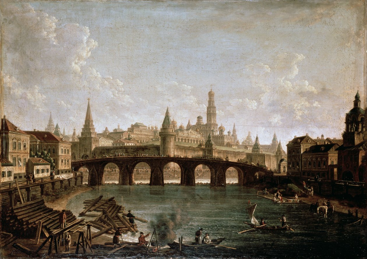 Vy över Kreml och Kamennybron i Moskva, 1810-talet av Fedor Yakovlevich Alekseev