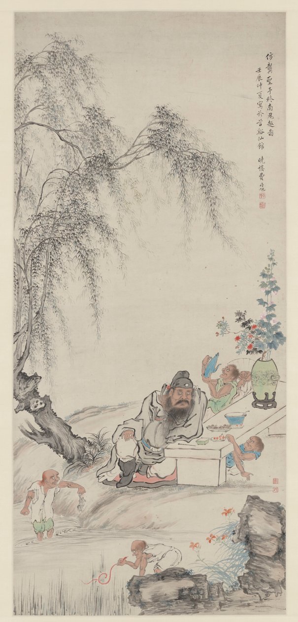 Zhong Kui och hans assistenter under pilarna av Fei Danxu