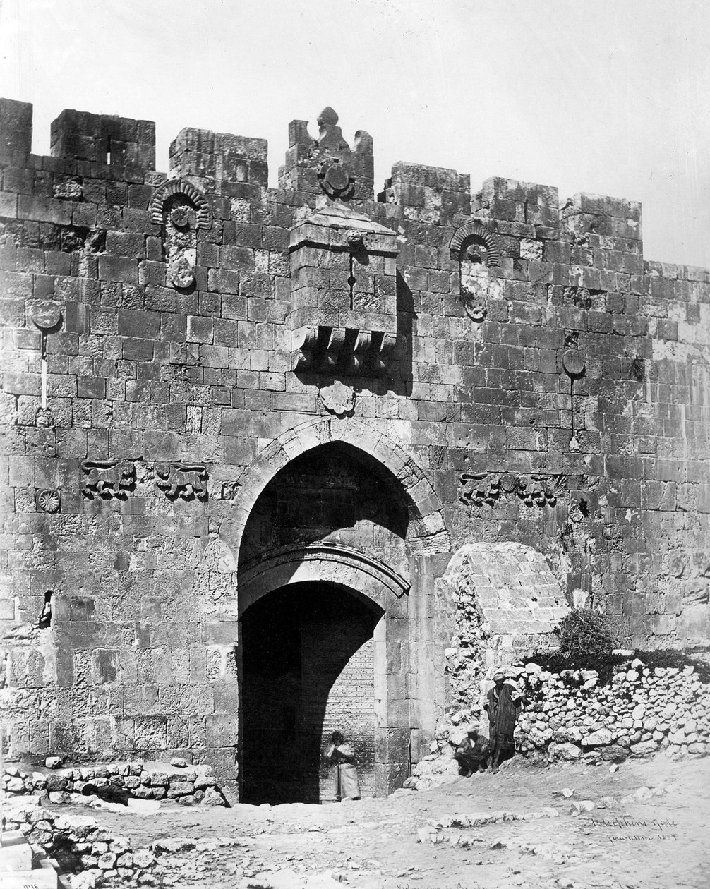 Lejonporten, Jerusalem, 1857 av Felice Beato
