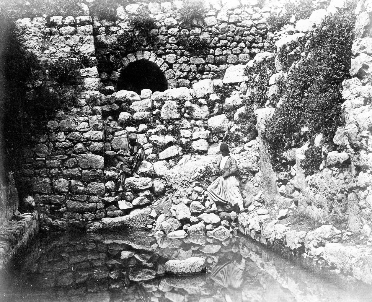 Siloams pool, Jerusalem, 1857 av Felice Beato