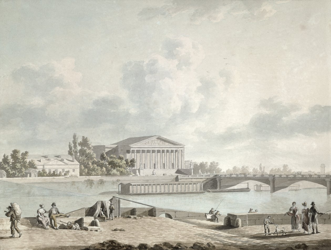 Pont de la Concorde och fasaden av Corps Legislatif, c.1809 av Felice Marie Ferdinand Storelli