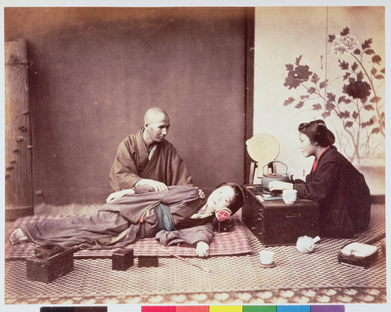 Japansk massör, ca 1890 (albumintryck) av Felice Beato