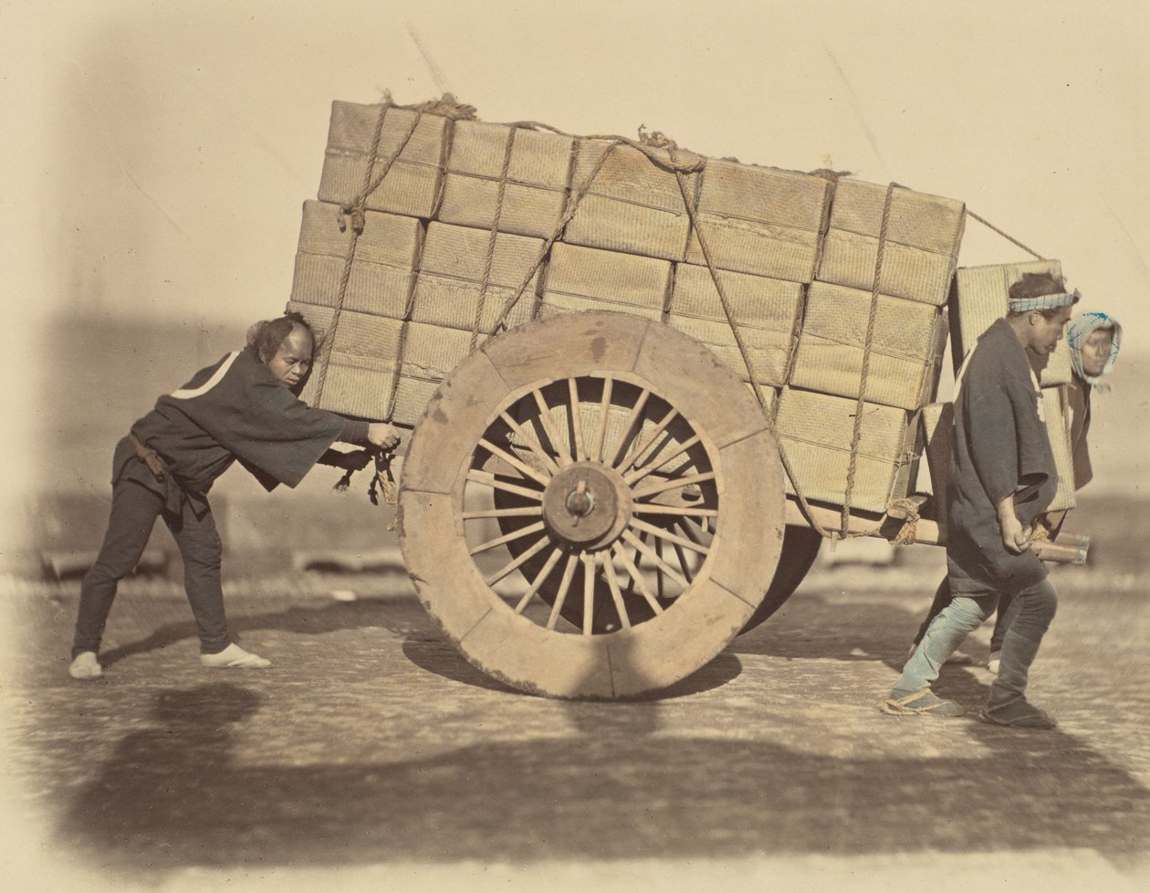 Shariki, eller Cart-Pushing Coolies, ca. 1860. av Felice Beato