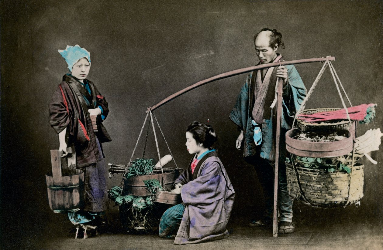 Grönsaksunderlägg, Japan, 1882 av Felice Beato