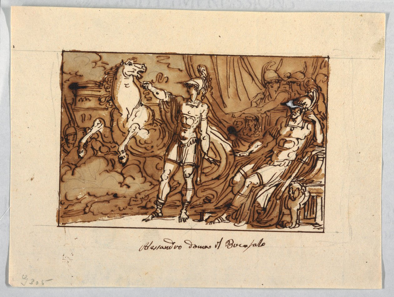 Alexander den store tämjer Bucephalus av Felice Giani