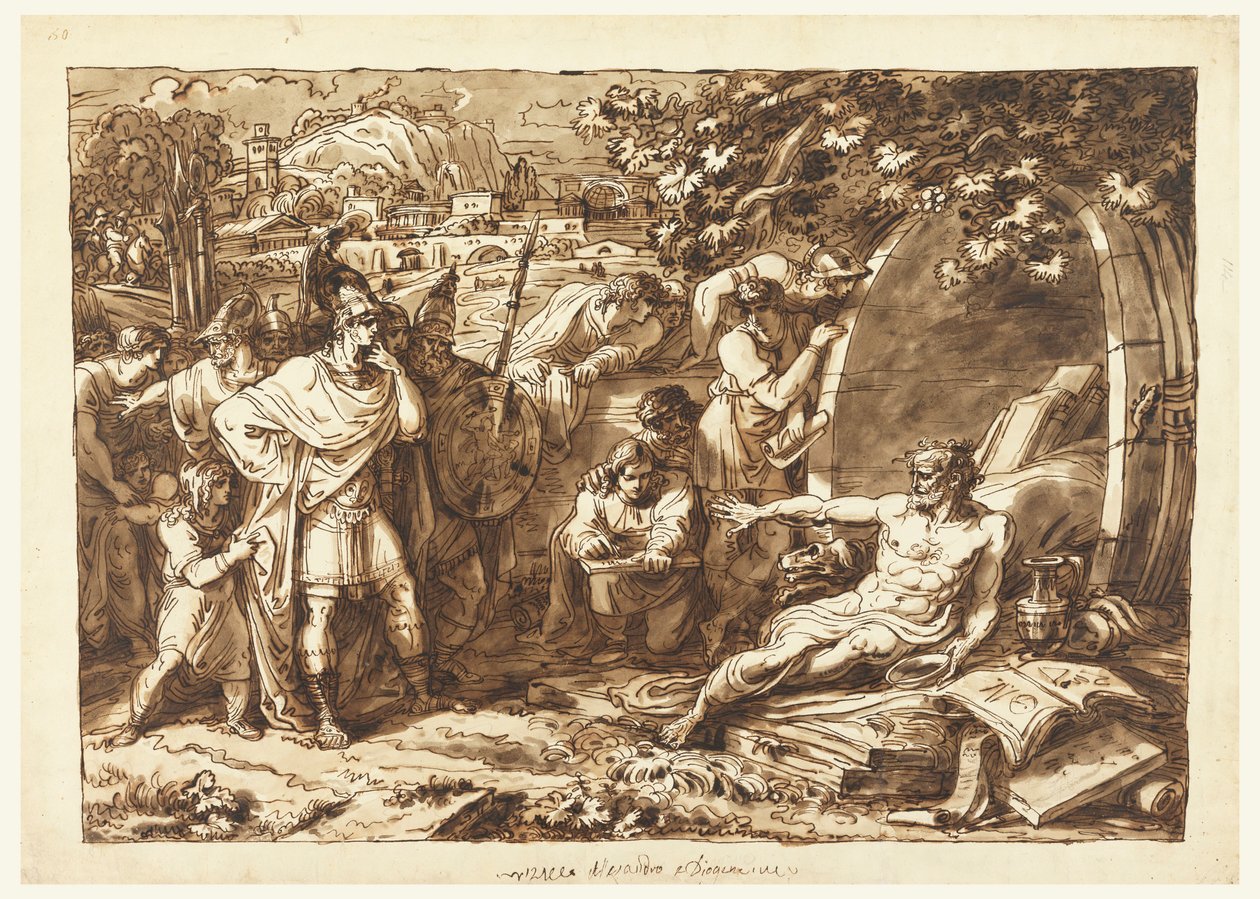 Drawing, Alexander den store och Diogenes av Felice Giani