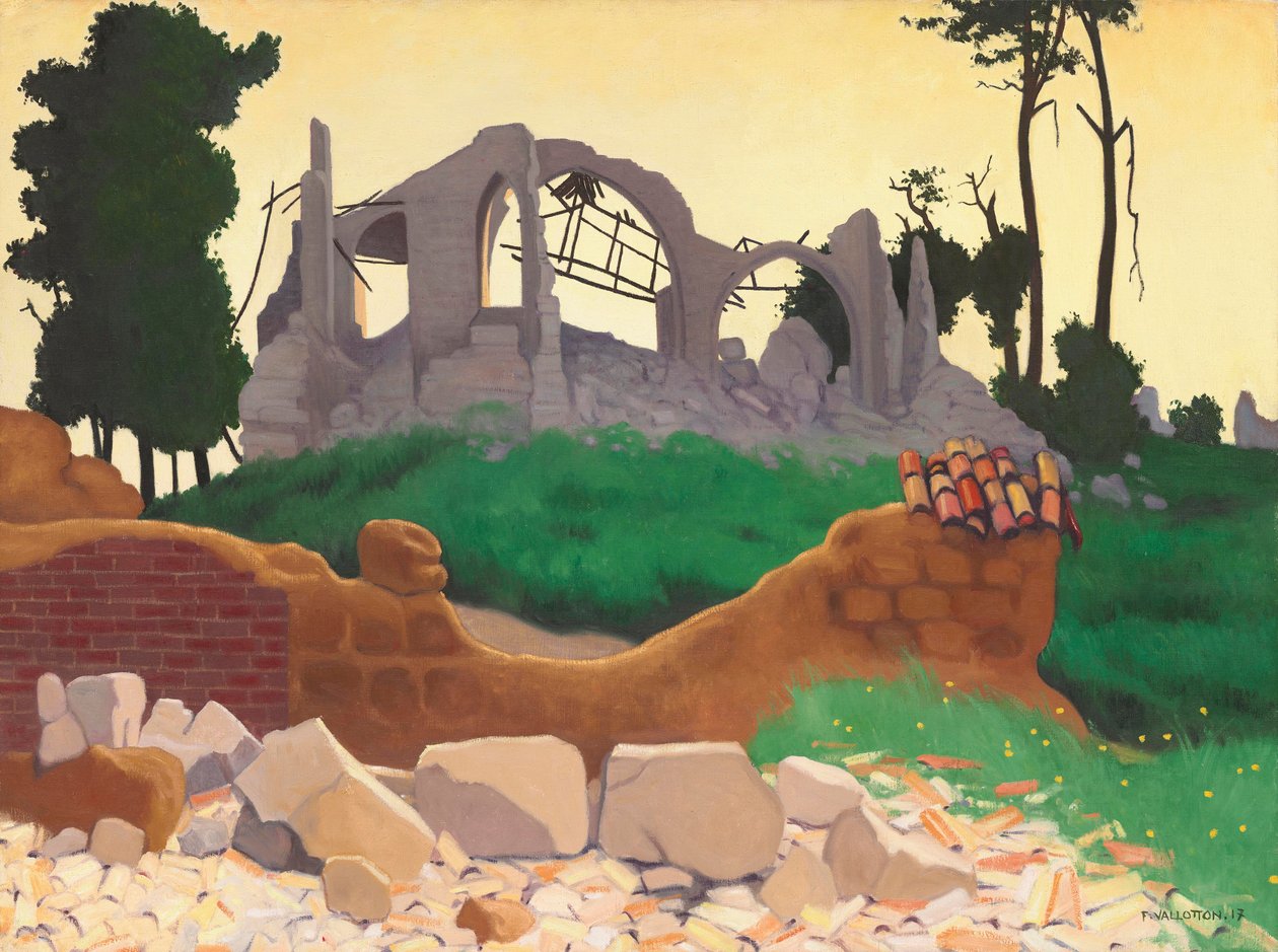 Kyrkan i Souain, 1917 av Felix Edouard Vallotton