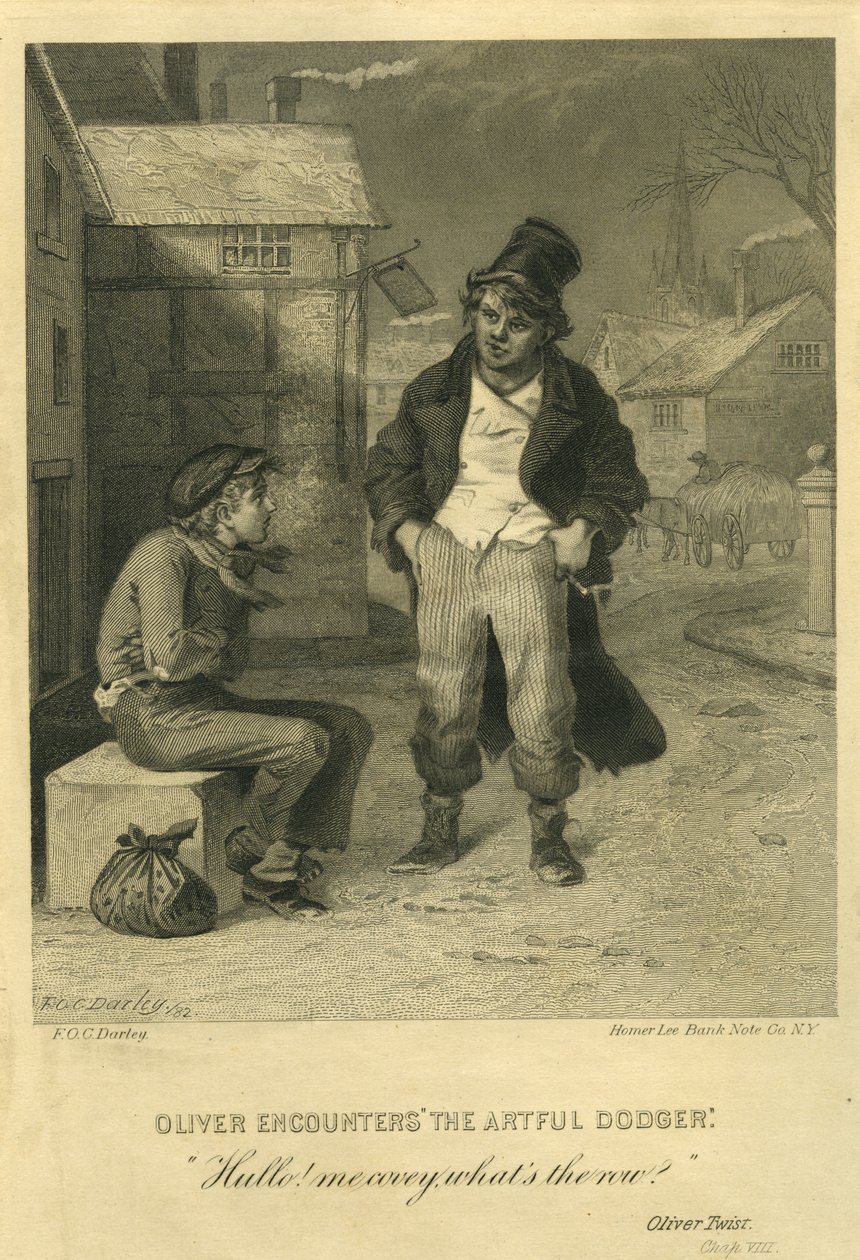 Oliver möter "The Artful Dodger" av Felix Octavius Carr Darley