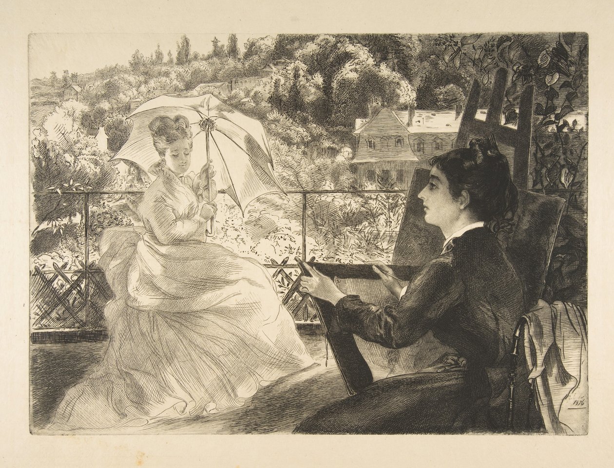 The Terrace of Villa Brancas, 1876. av Felix Bracquemond