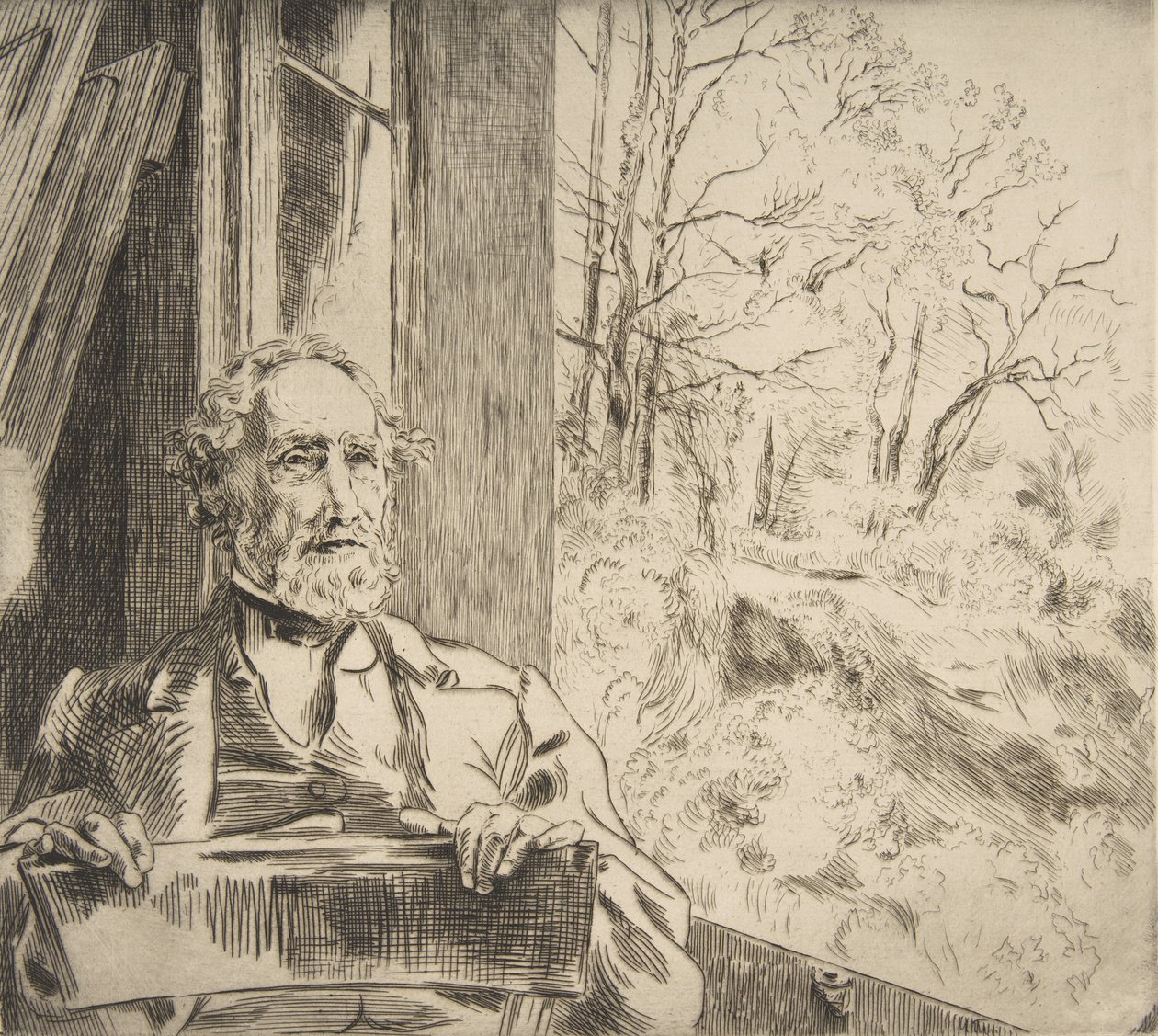Porträtt av Meyer-Heine, 1872. av Felix Bracquemond