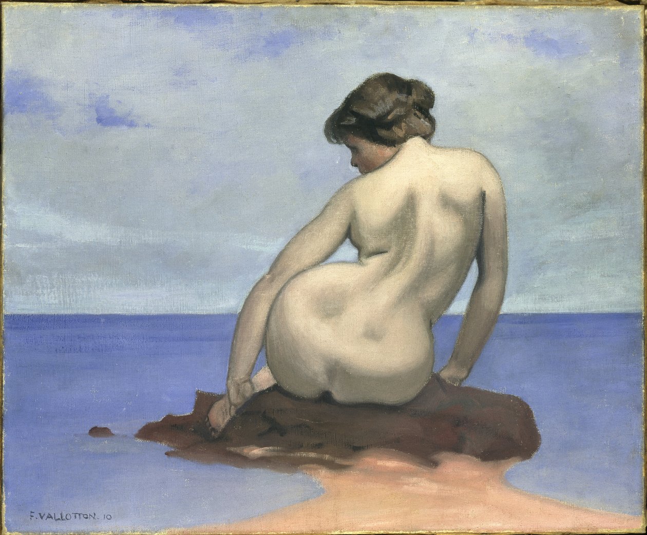 Badande sittande på en sten, 1910. av Felix Edouard Vallotton