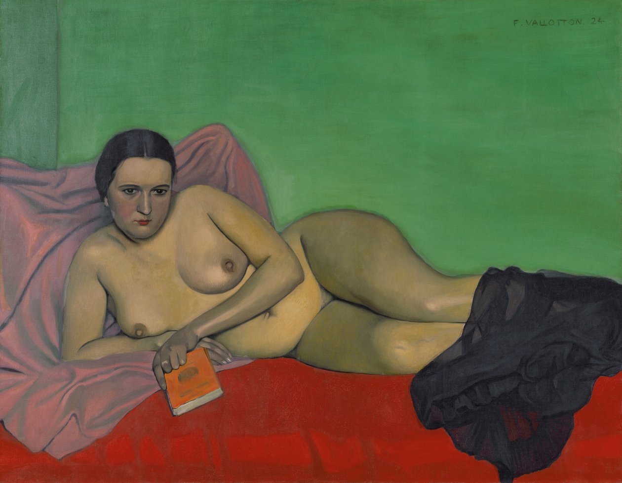 Naken kvinna som håller i en bok, 1924. av Felix Edouard Vallotton