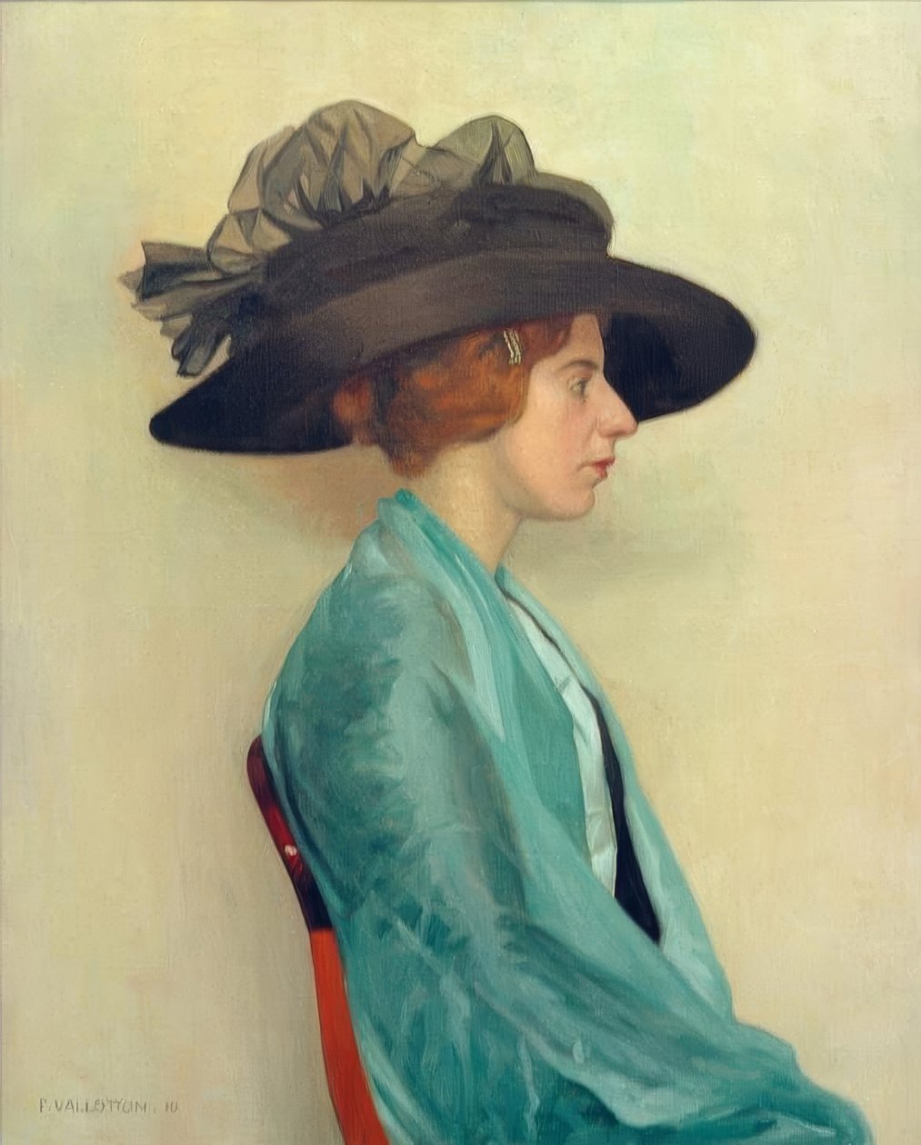 Ung kvinna i svart hatt av Felix Edouard Vallotton