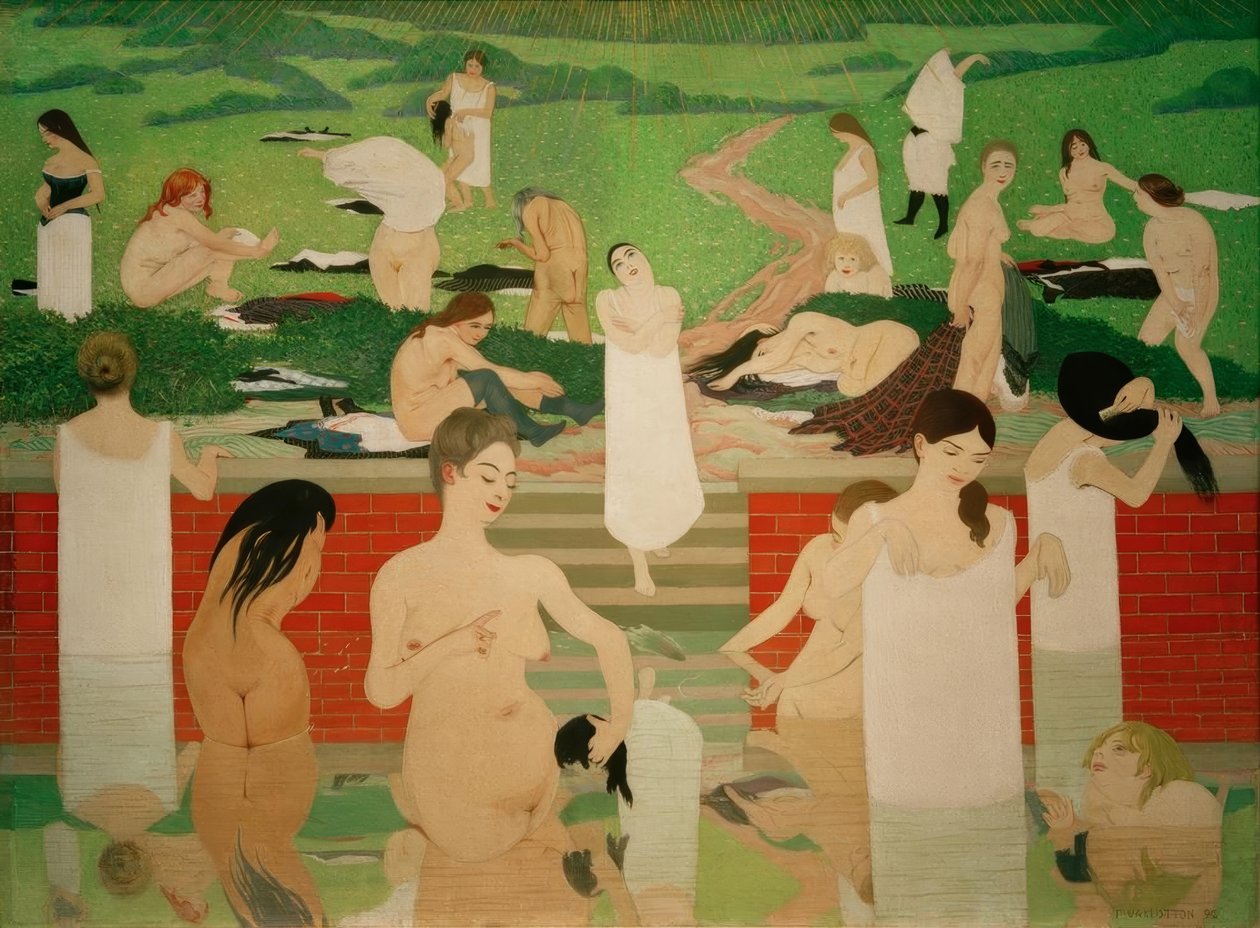 Badet på sommarkvällen av Felix Edouard Vallotton