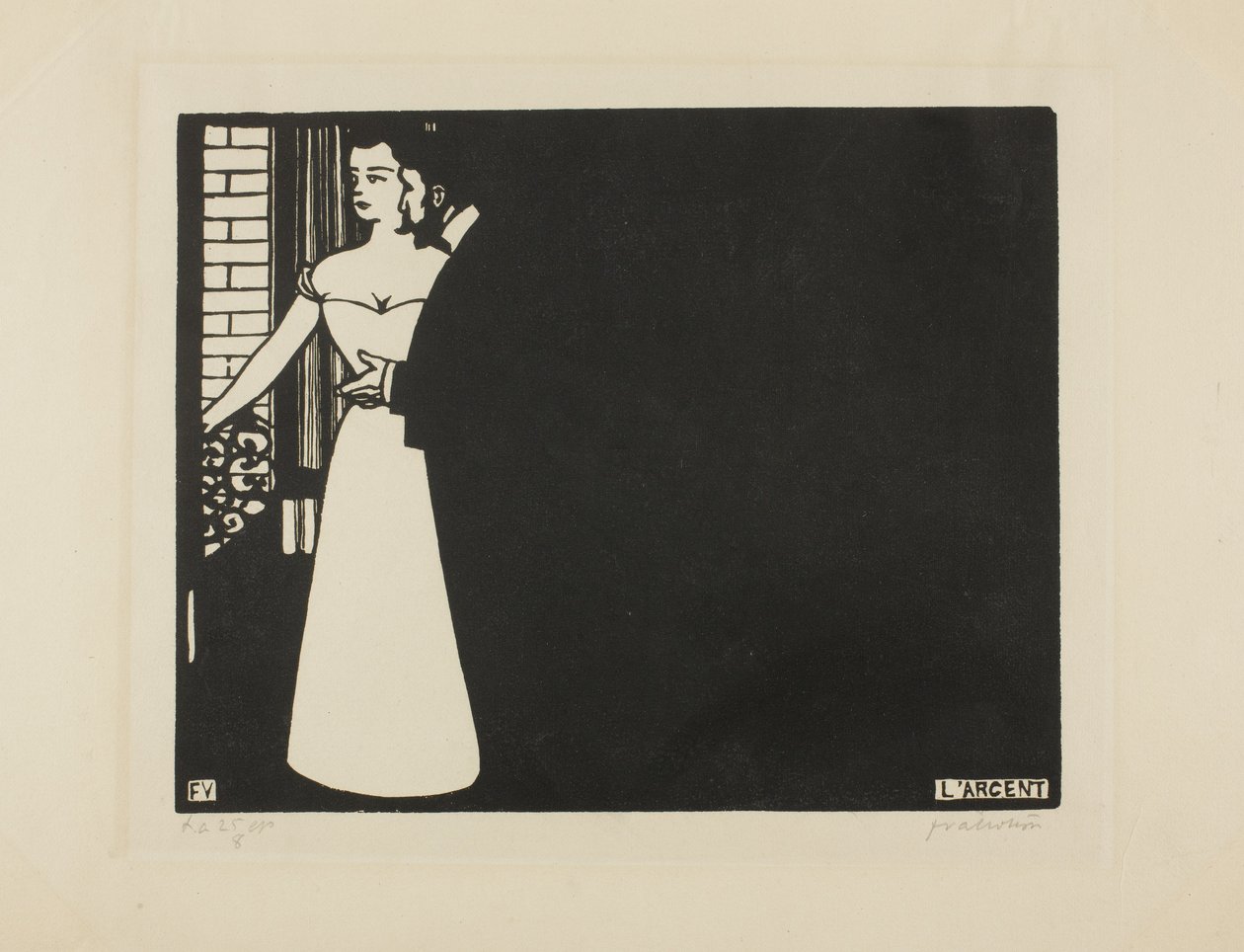 Pengar, tallrik fem från "Intimacies", 1898 av Felix Edouard Vallotton