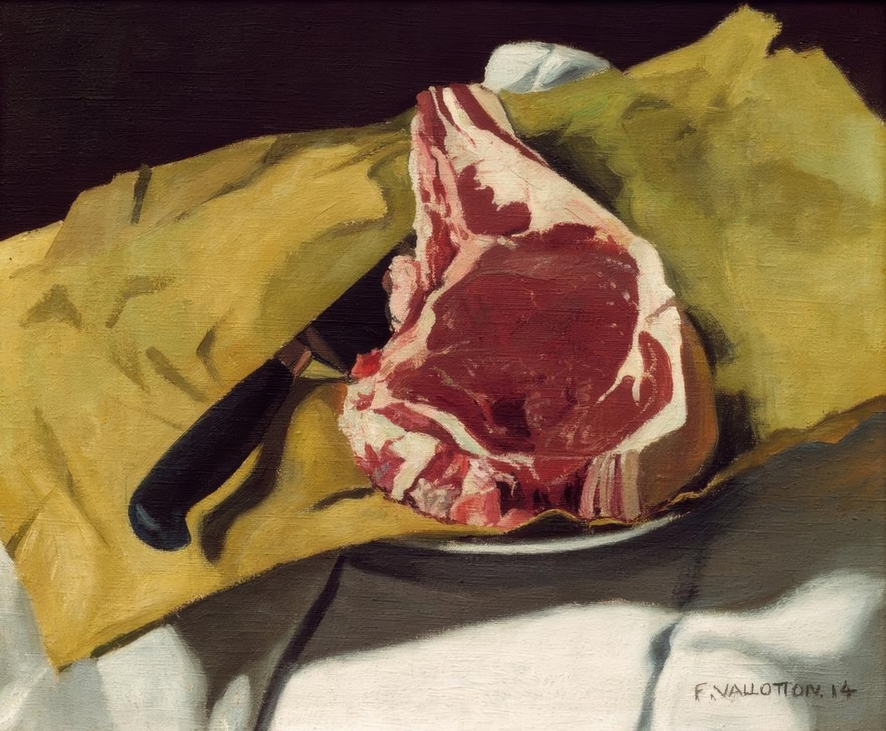 En entrecote på ett gult papper av Felix Edouard Vallotton