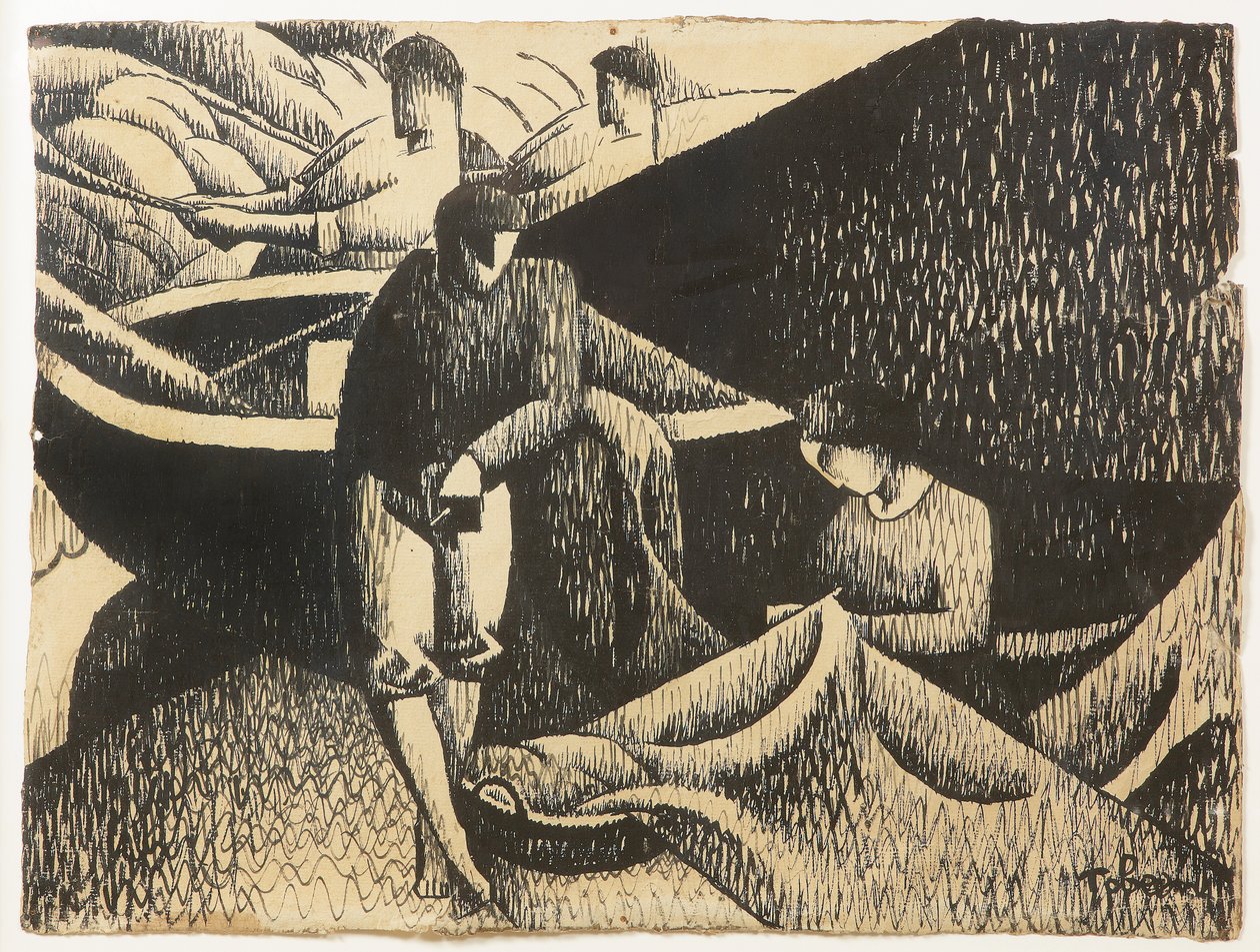 Le Filet, ca 1912 (bläck på papper) av Felix Elie Tobeen