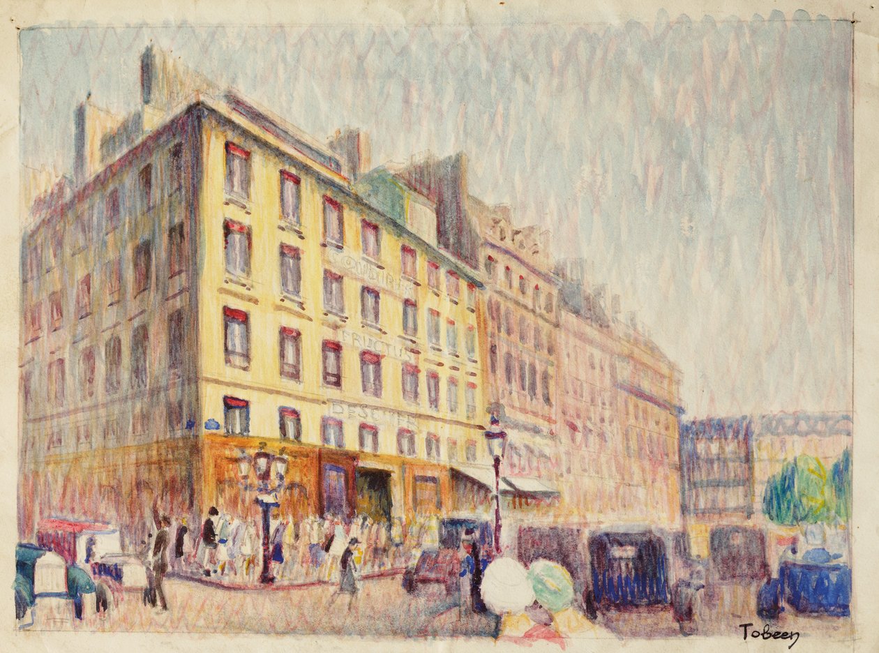 Urban Street (penna & w/c på papper) av Felix Elie Tobeen