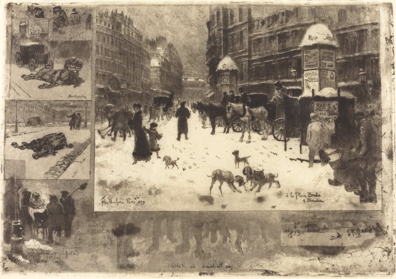 Vinter i Paris av Felix Hilaire Buhot