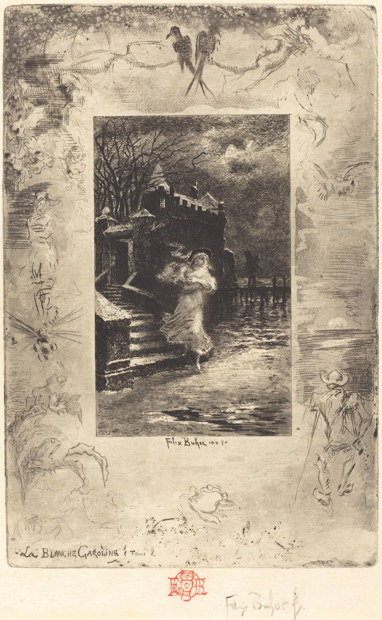 La Blanche Caroline (Blek Caroline) av Felix Hilaire Buhot