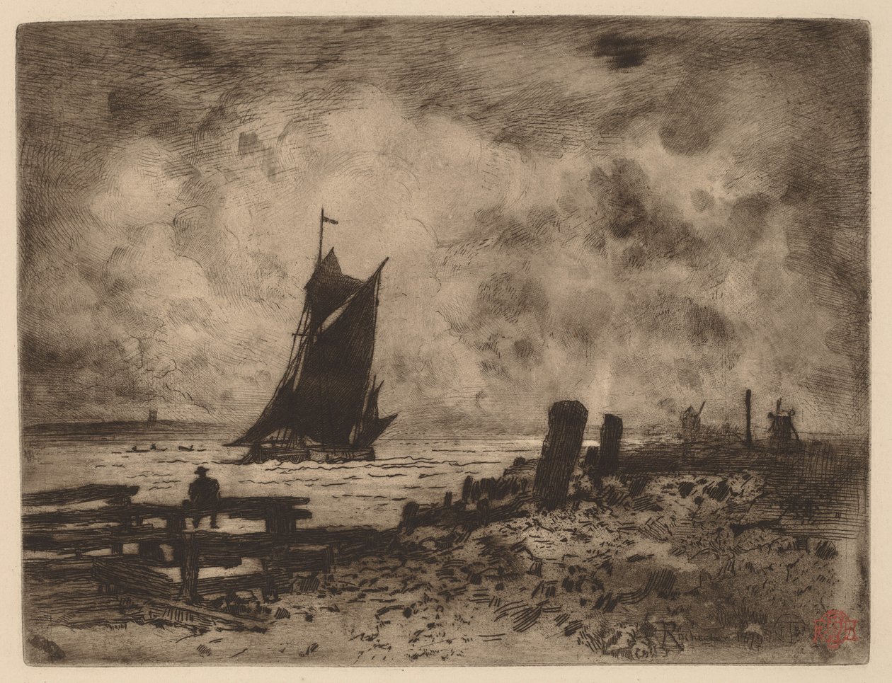 Marine: Souvenir of Medway av Felix Hilaire Buhot