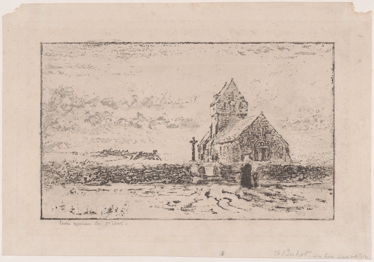 Jobourgs kyrka, 1887. av Felix Hilaire Buhot