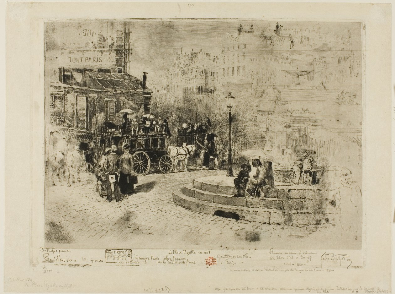 Place Pigalle 1878 av Felix Hilaire Buhot