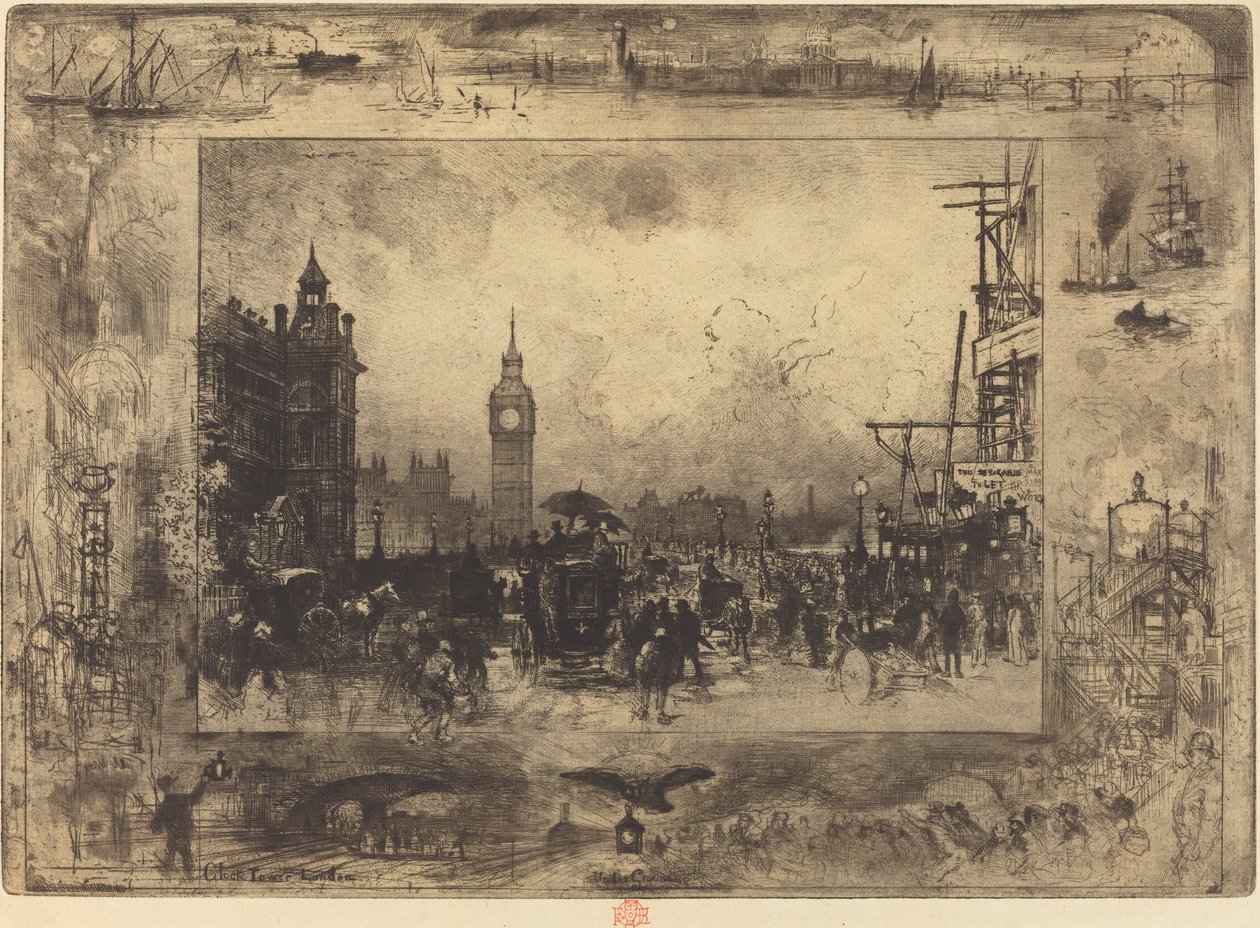 Westminster Bridge av Felix Hilaire Buhot
