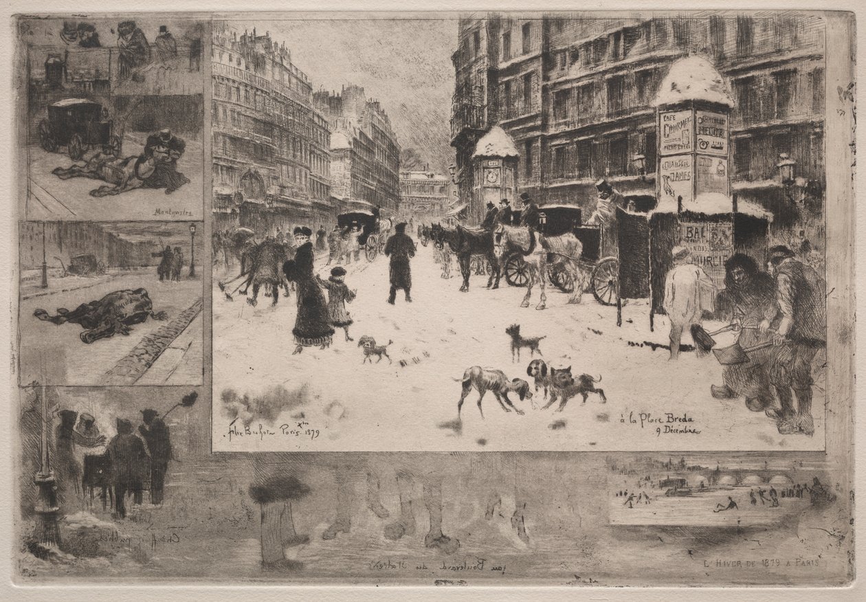 Vinter i Paris av Felix Hilaire Buhot