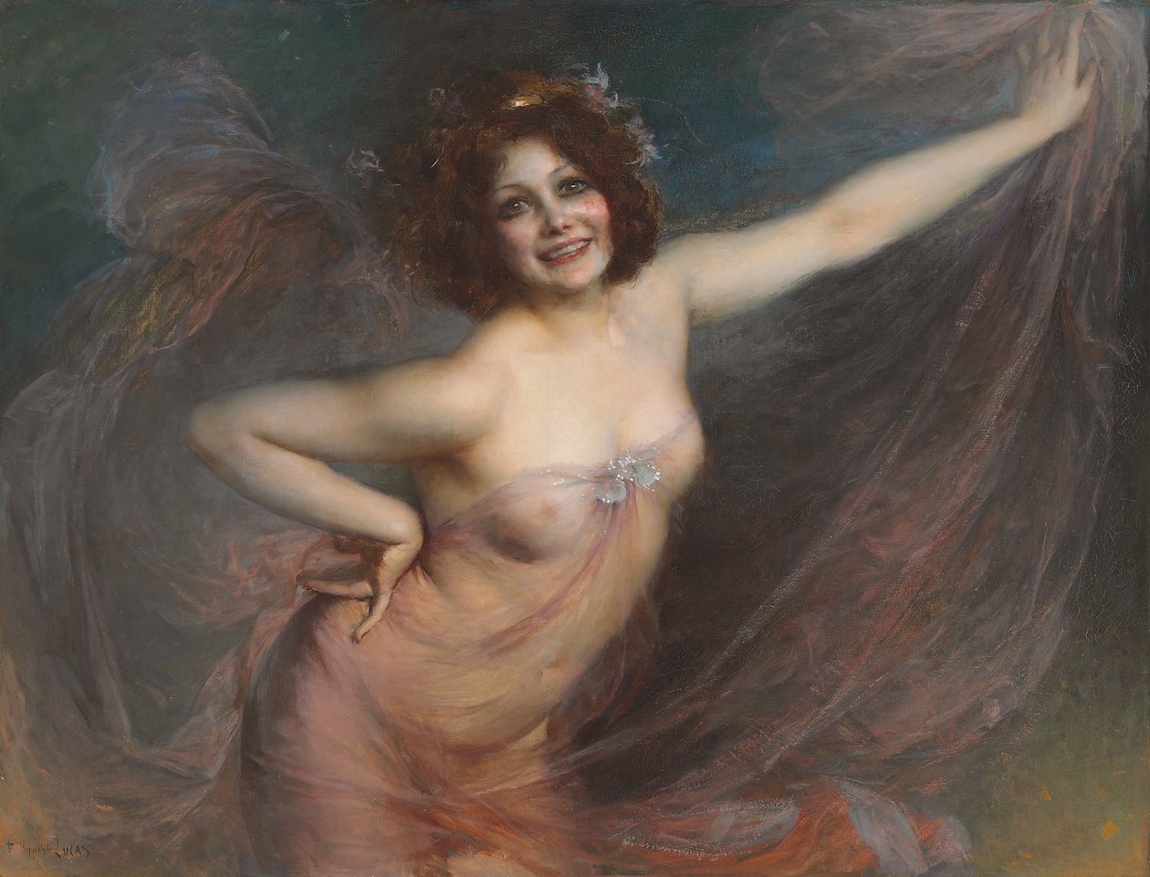 Porträtt av Loie Fuller av Felix Hippolyte Lucas