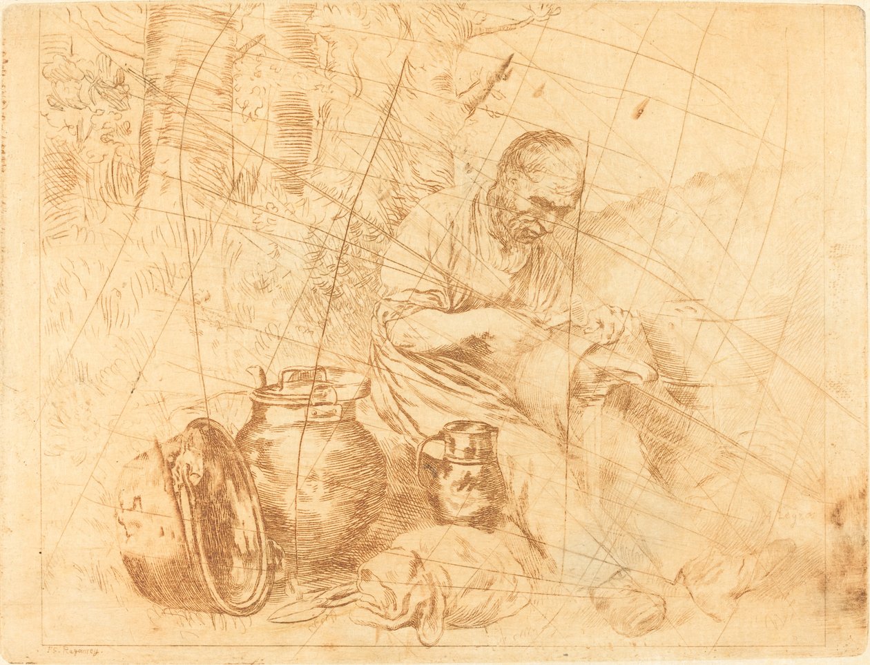 The Tinker (Le retameur) av Felix Régamey after Alphonse Legros