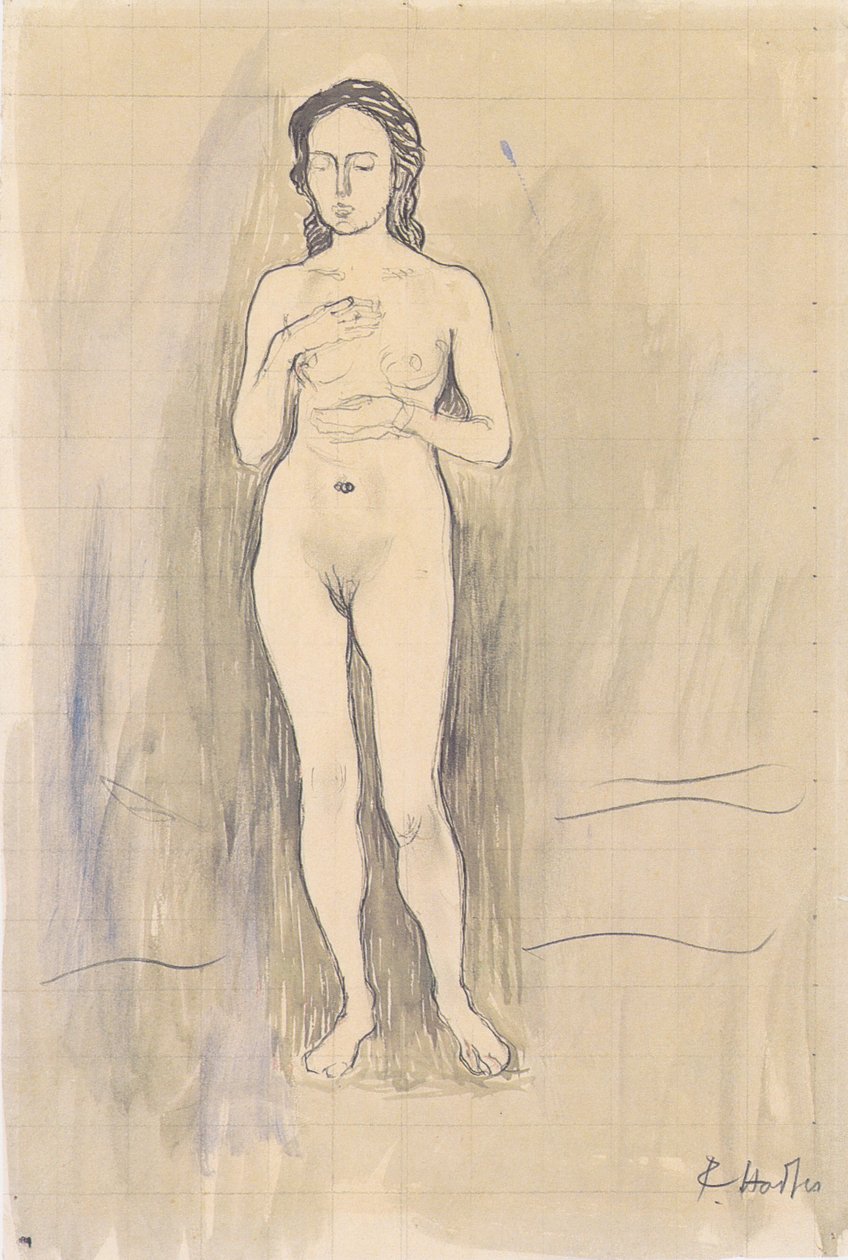  Weiblicher Akt Studie zu Wahrheit ?n av Ferdinand Hodler